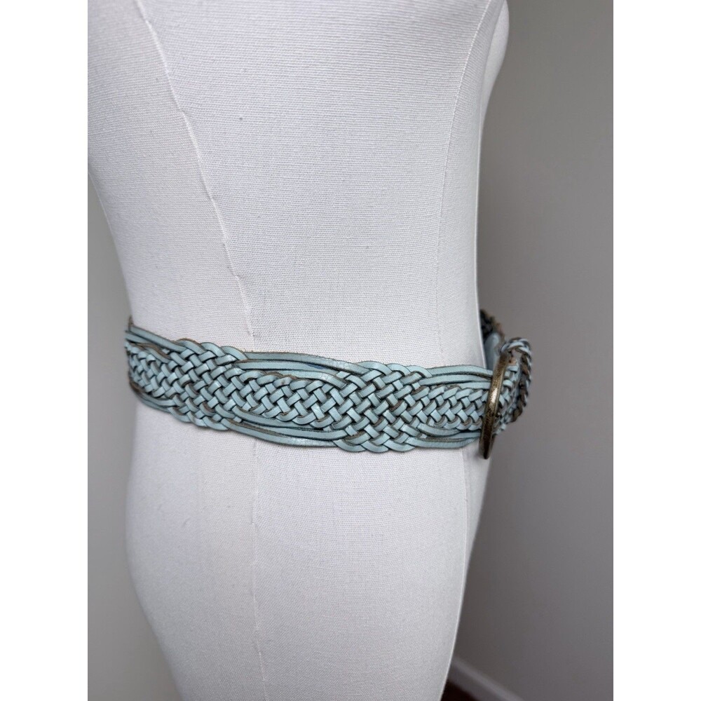 Linea Pelle Belt Braided Woven Leather Turquoise Women's Small Boho Adjustable - Picture 2 of 16